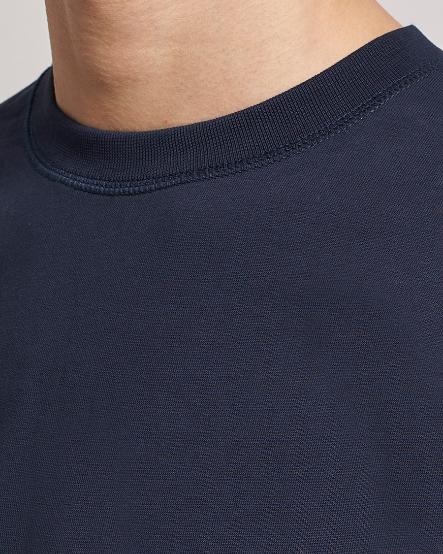 Herr | T-Shirts | Drake's | Short Sleeve Hiking T-Shirt Navy