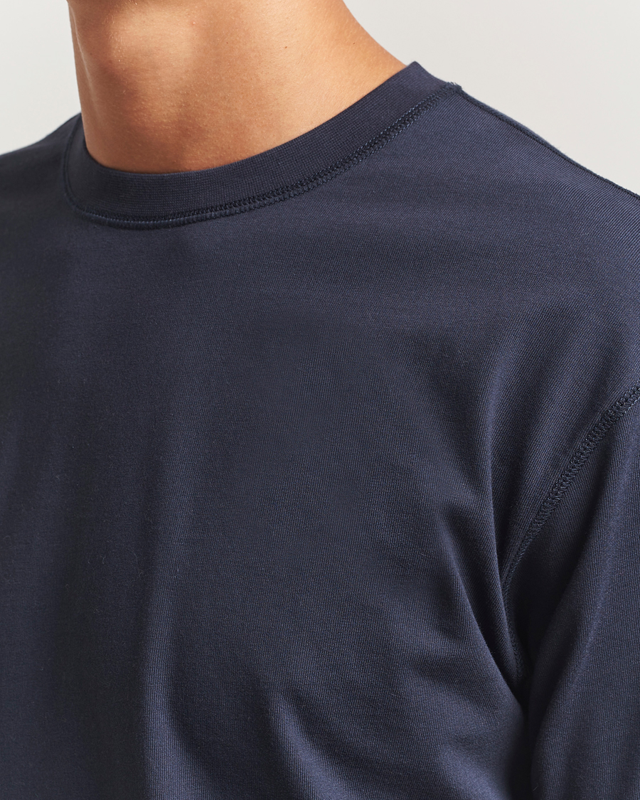 Herr | T-Shirts | Drake's | Short Sleeve Hiking T-Shirt Navy