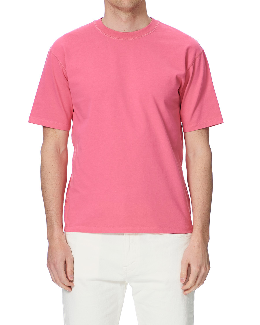 Herr | T-Shirts | Drake's | Cotton Crew Neck Hiking Tee Fuschia