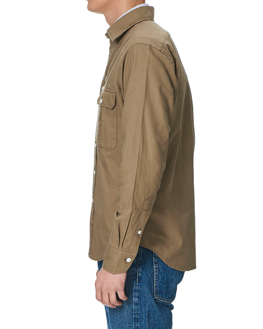 Herr | Skjortor | Drake's | Two Pocket Cotton Work Shirt Khaki