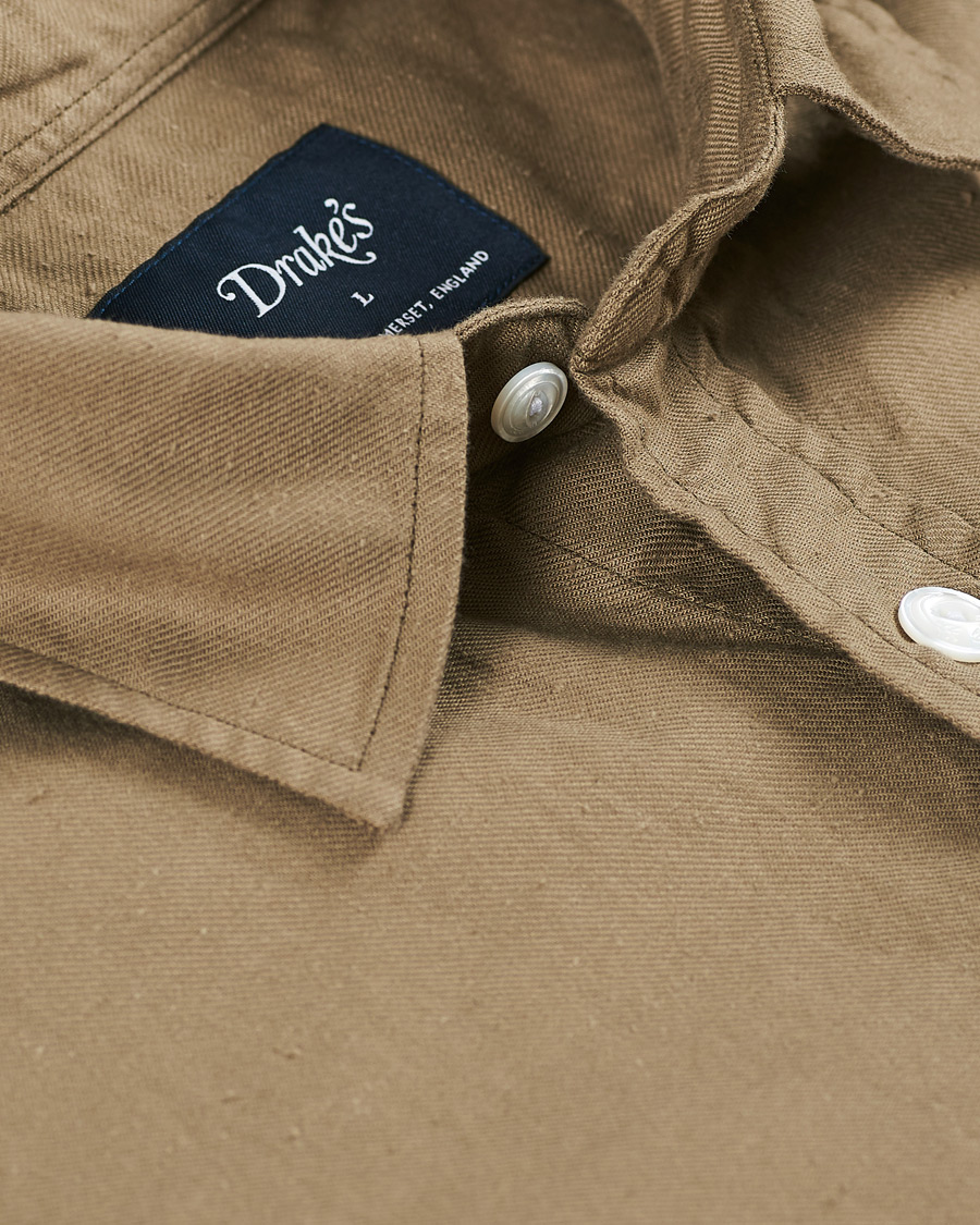 Herr | Skjortor | Drake's | Two Pocket Cotton Work Shirt Khaki