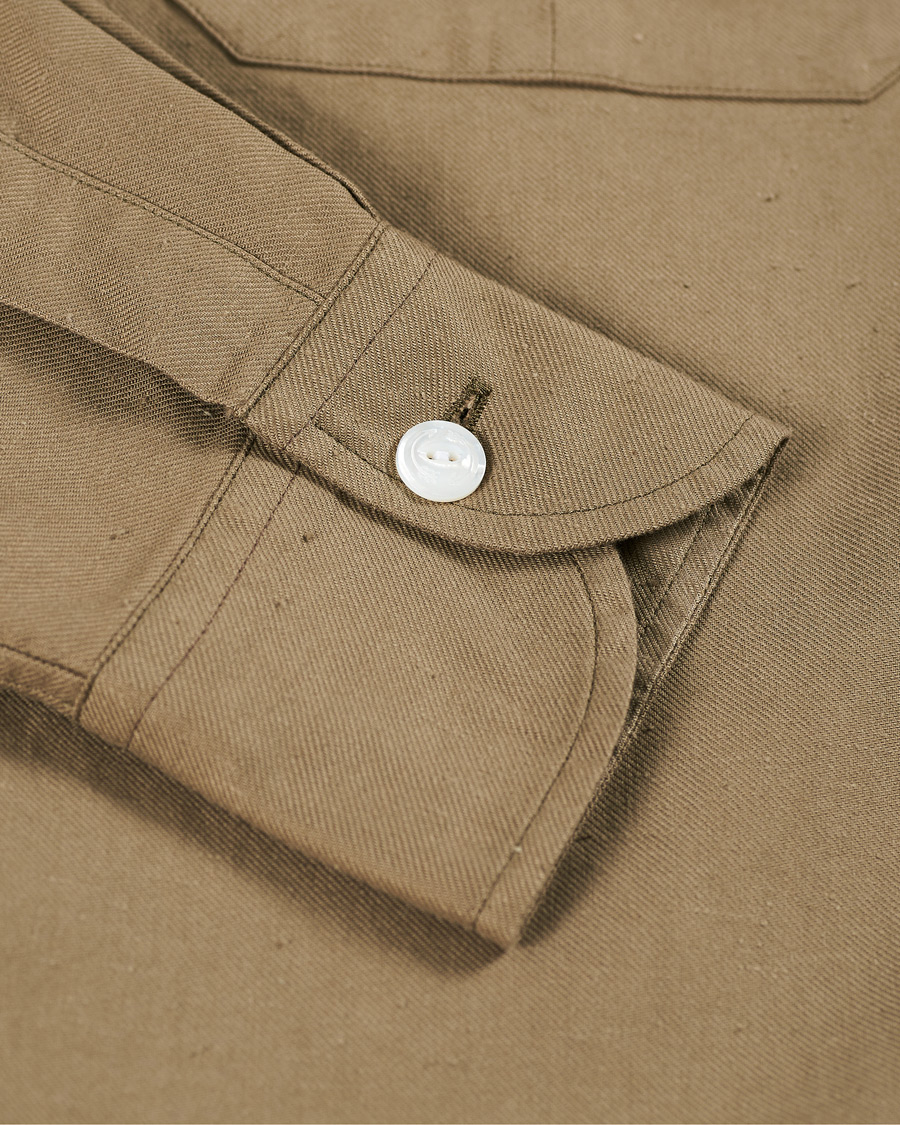 Herr | Skjortor | Drake's | Two Pocket Cotton Work Shirt Khaki