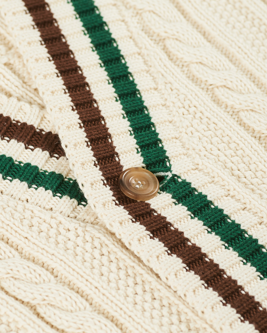 Herr | Tröjor | Drake's | Cotton/Cashmere Cricket V-Neck Jumper Ecru