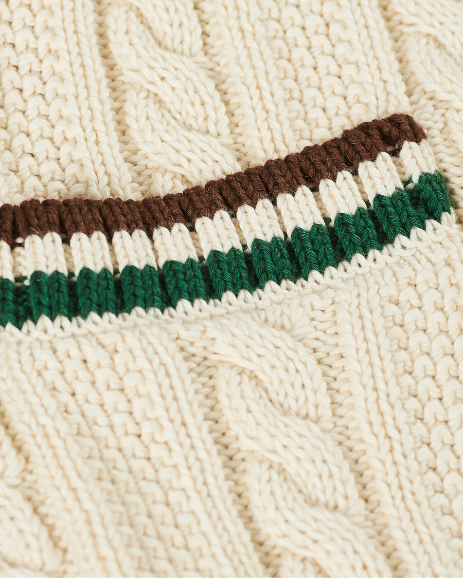 Herr | Tröjor | Drake's | Cotton/Cashmere Cricket V-Neck Jumper Ecru