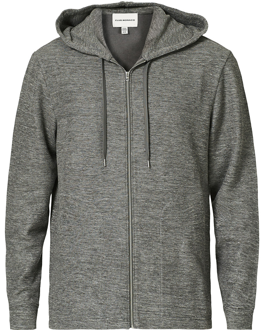 Herr | Tröjor | Club Monaco | Zip Linen Hoodie Heather Grey