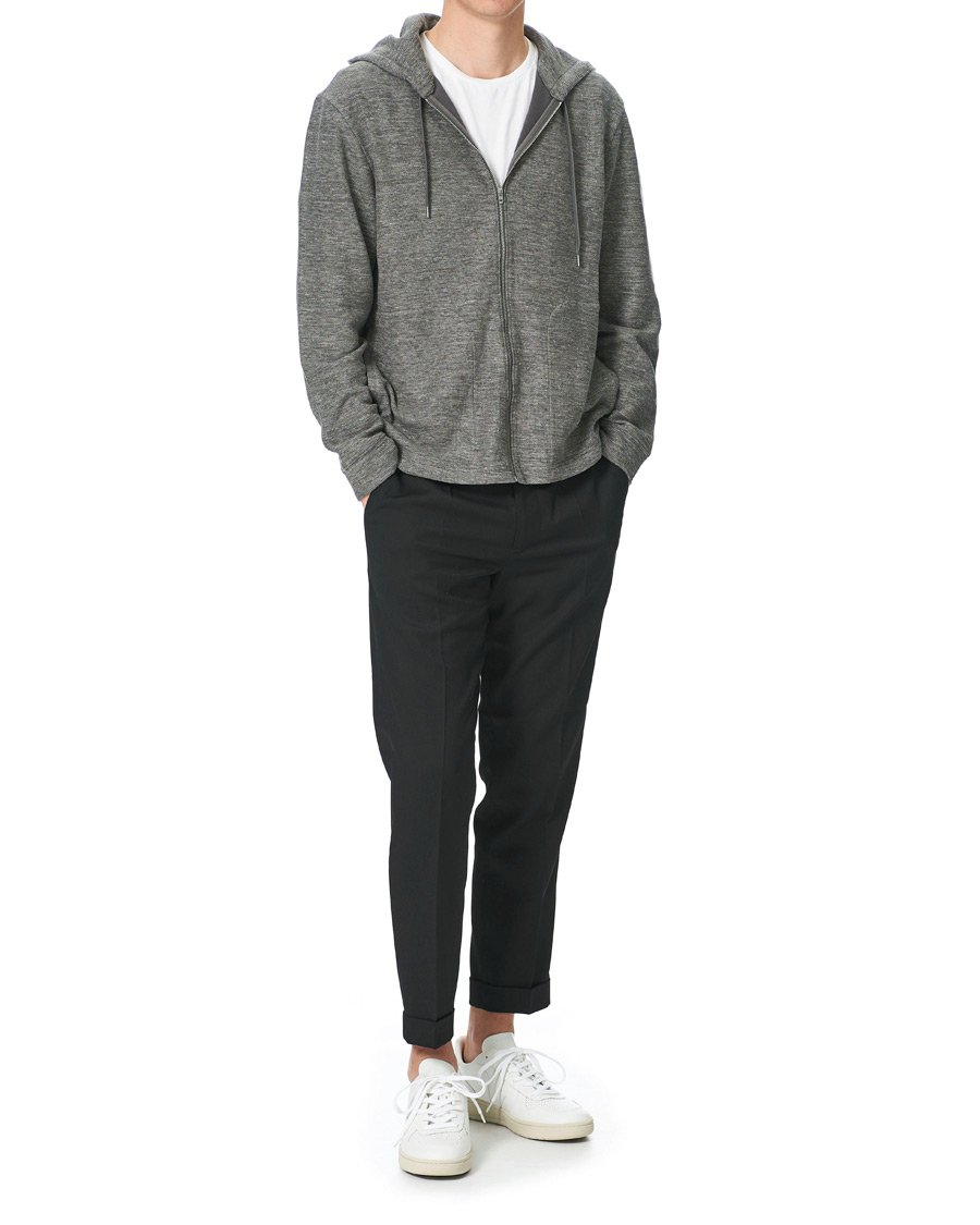 Herr | Tröjor | Club Monaco | Zip Linen Hoodie Heather Grey