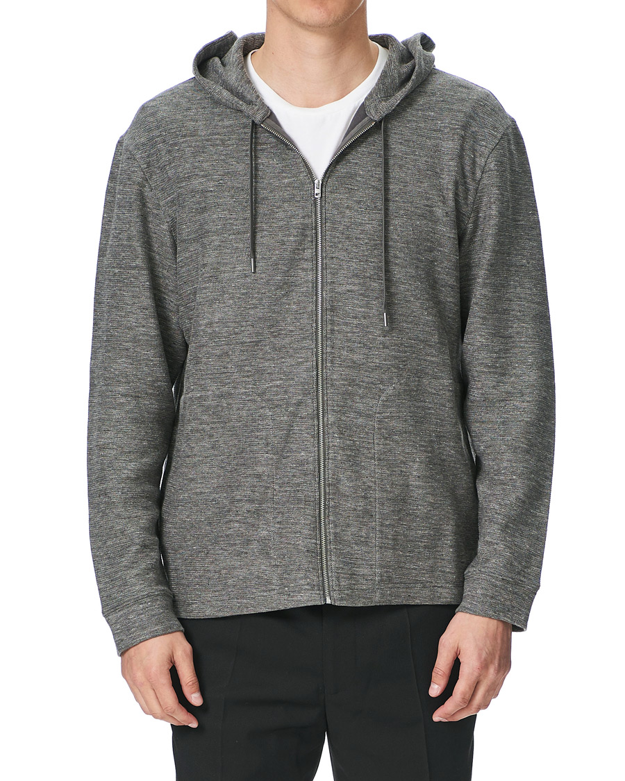 Herr | Tröjor | Club Monaco | Zip Linen Hoodie Heather Grey