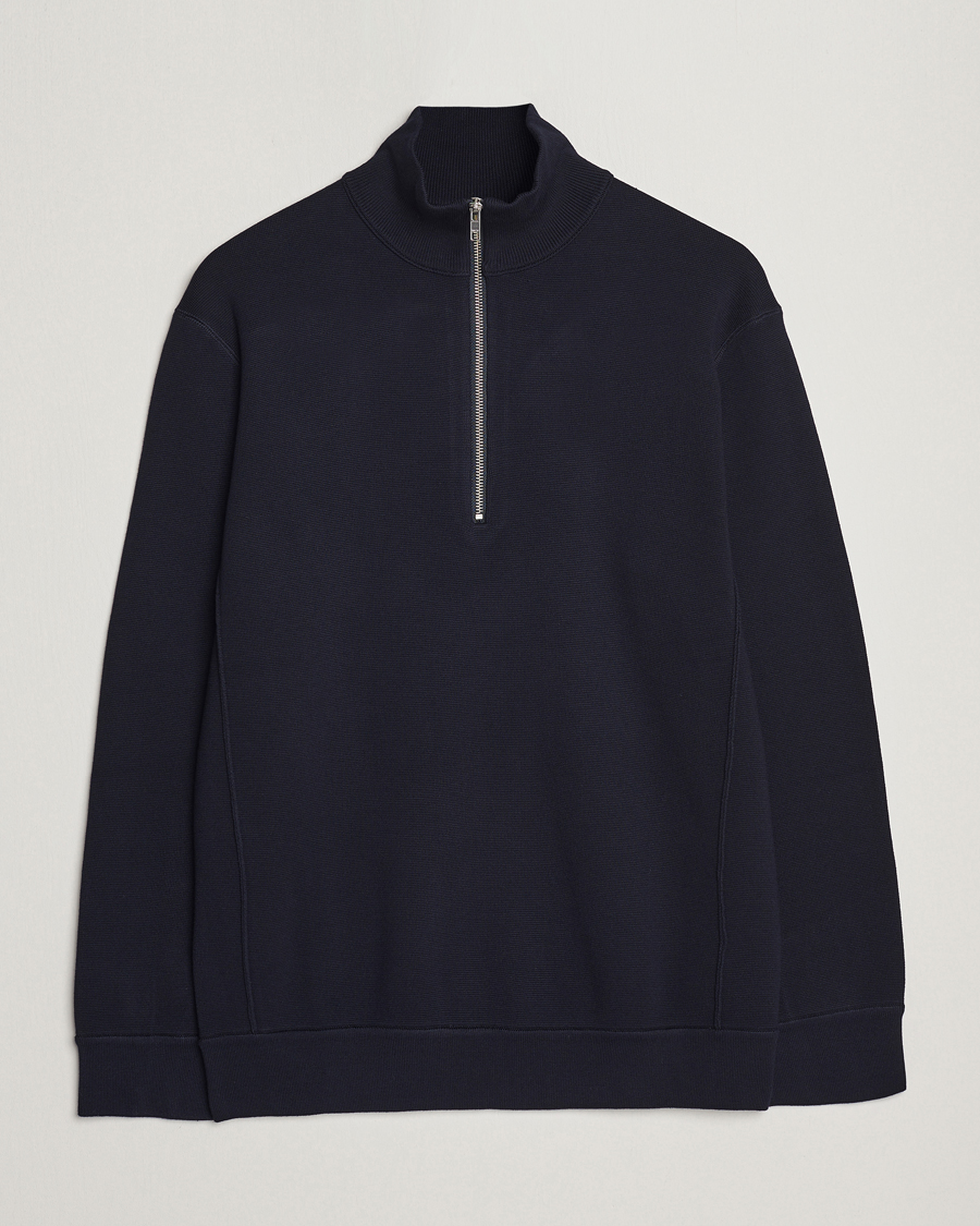 Herr | Tröjor | NN07 | Luis Cotton/Modal Half Zip Sweater Navy Blue