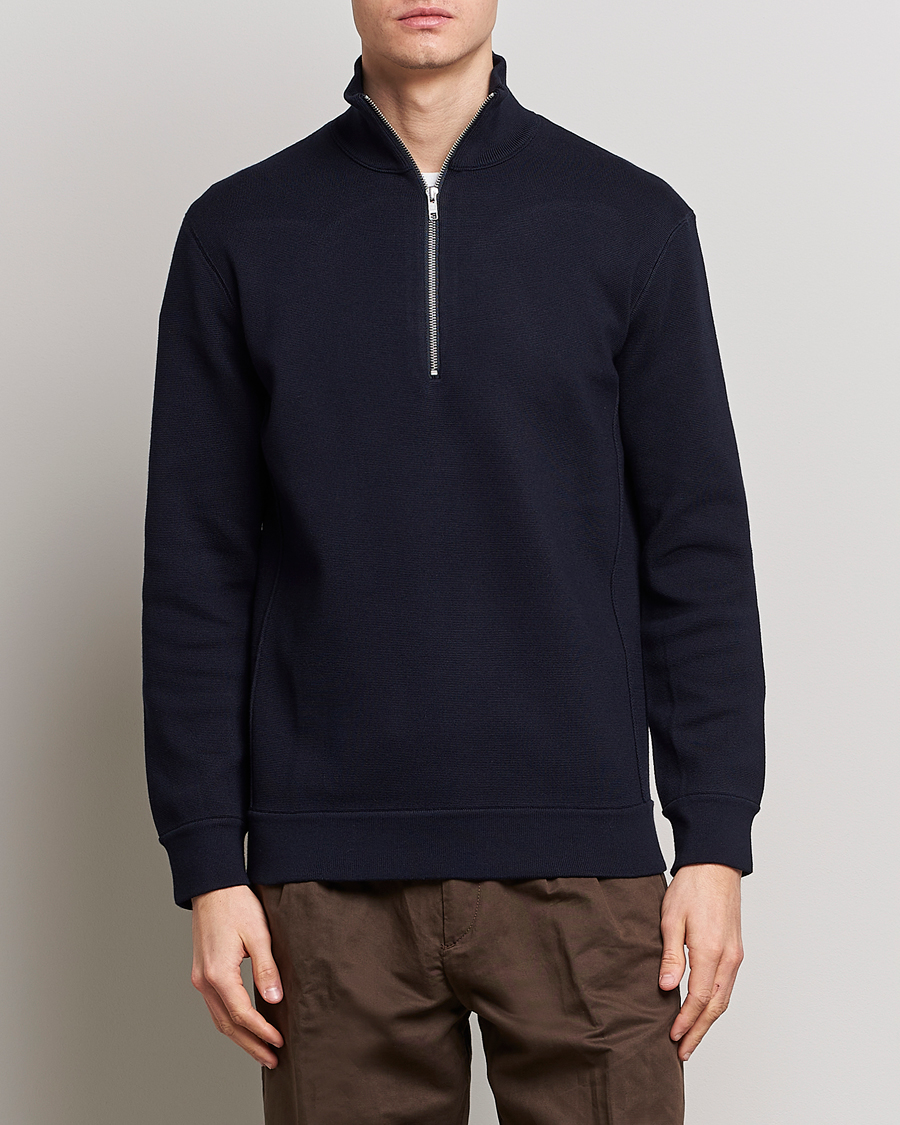Herr | NN07 | NN07 | Luis Cotton/Modal Half Zip Sweater Navy Blue