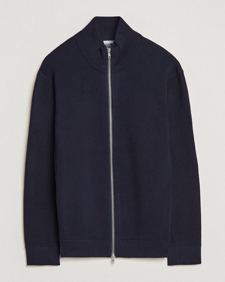 Herr |  | NN07 | Luis Cotton/Modal Full Zip Sweater Navy Blue