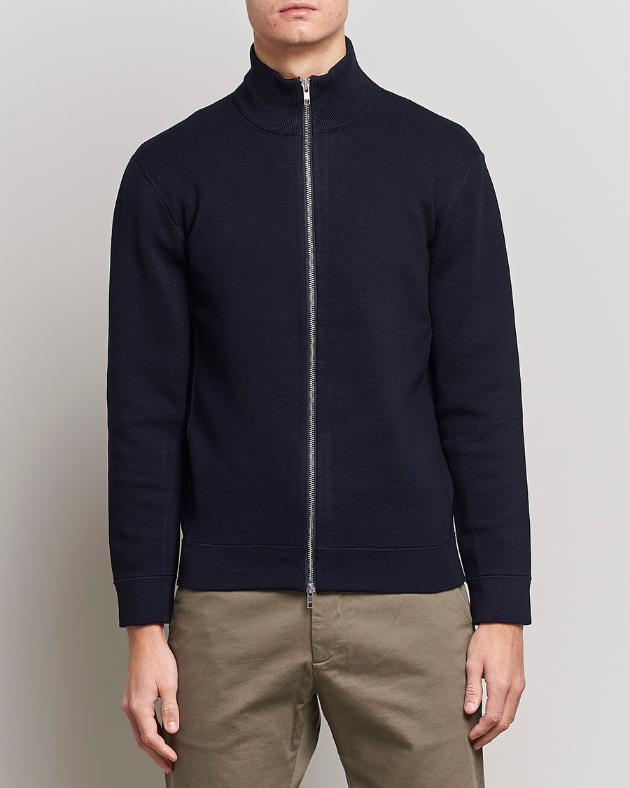 Herr |  | NN07 | Luis Cotton/Modal Full Zip Sweater Navy Blue