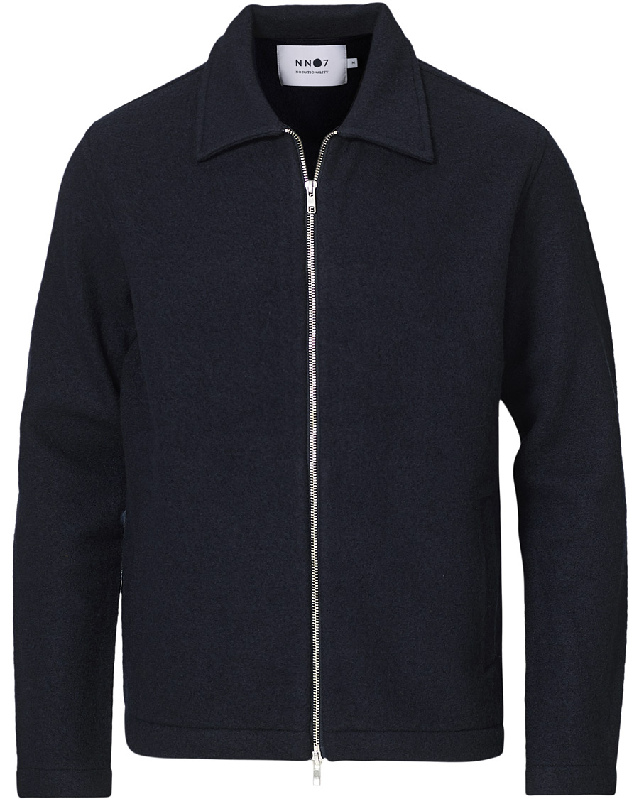 Herr | Tröjor | NN07 | Ivan Boiled Wool Full Zip Navy Blue