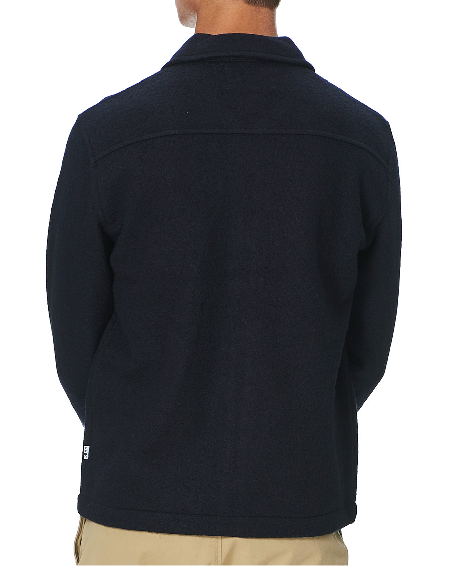 Herr | Tröjor | NN07 | Ivan Boiled Wool Full Zip Navy Blue