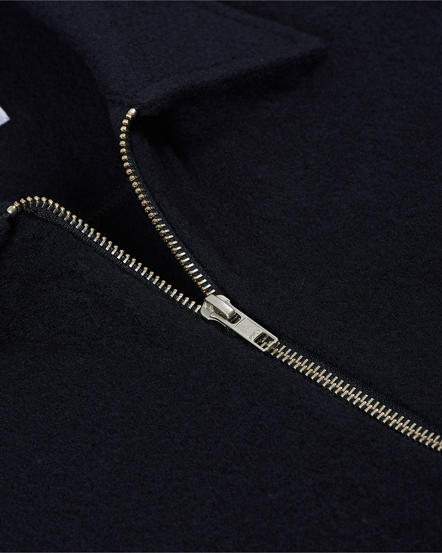 Herr | Tröjor | NN07 | Ivan Boiled Wool Full Zip Navy Blue