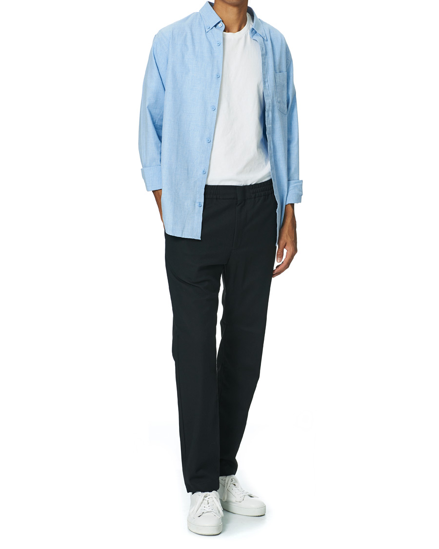 Herr | Byxor | NN07 | Foss Brushed Drawstring Pants Navy Blue