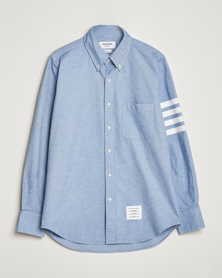 Herr | Skjortor | Thom Browne | 4-Bar Flannel Shirt Light Blue