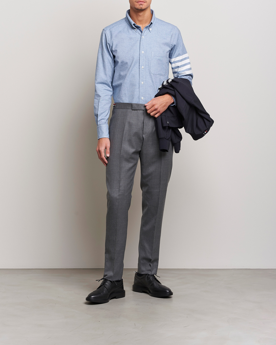 Herr | Skjortor | Thom Browne | 4-Bar Flannel Shirt Light Blue