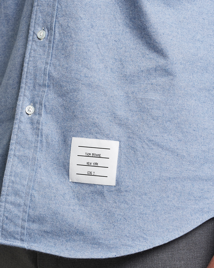 Herr | Skjortor | Thom Browne | 4-Bar Flannel Shirt Light Blue