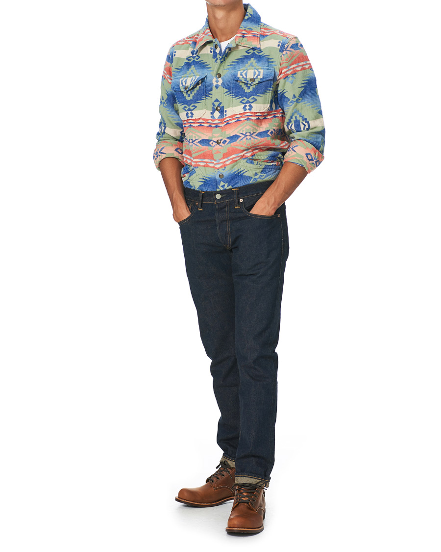 Herr | Skjortor | RRL | Brown Bear Shirt Jacket Sage/Blue