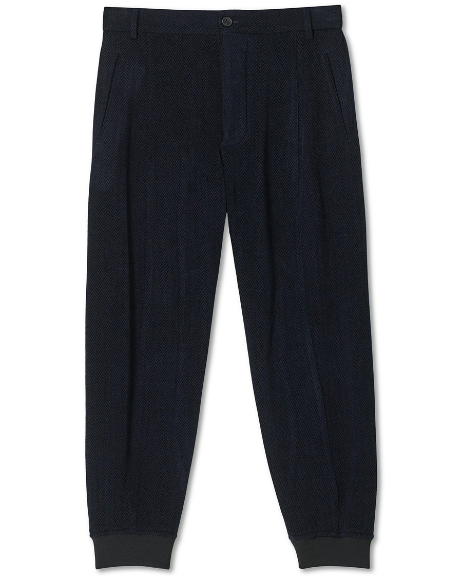 Herr | Byxor | Giorgio Armani | Chevron Wool Pants Navy