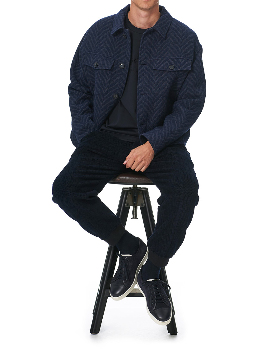 Herr | Byxor | Giorgio Armani | Chevron Wool Pants Navy