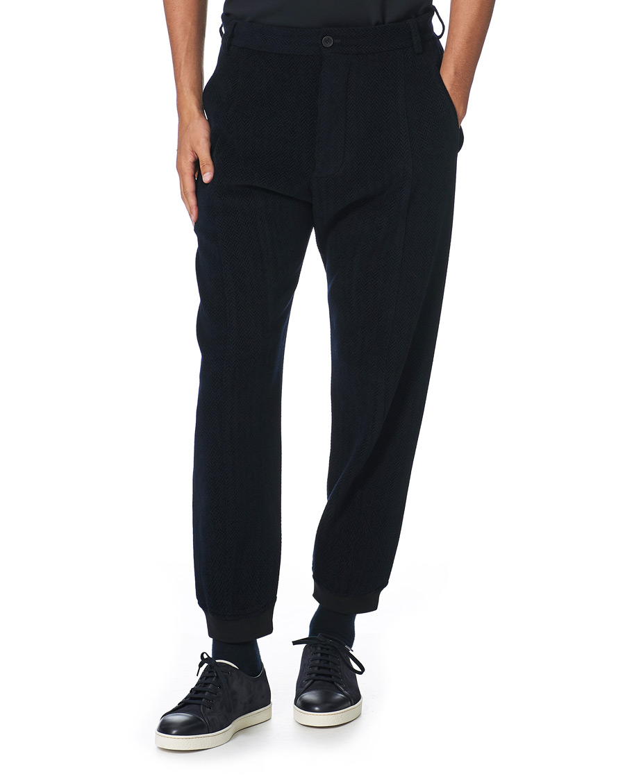 Herr | Byxor | Giorgio Armani | Chevron Wool Pants Navy