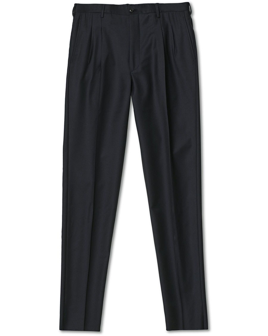 Herr | Byxor | Giorgio Armani | Tapered Wool/Cashmere Gabardine Trousers Navy