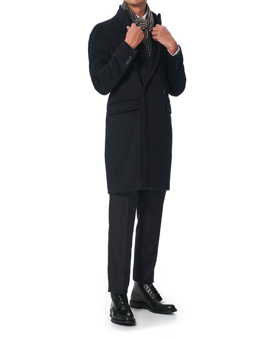 Herr | Byxor | Giorgio Armani | Tapered Wool/Cashmere Gabardine Trousers Navy