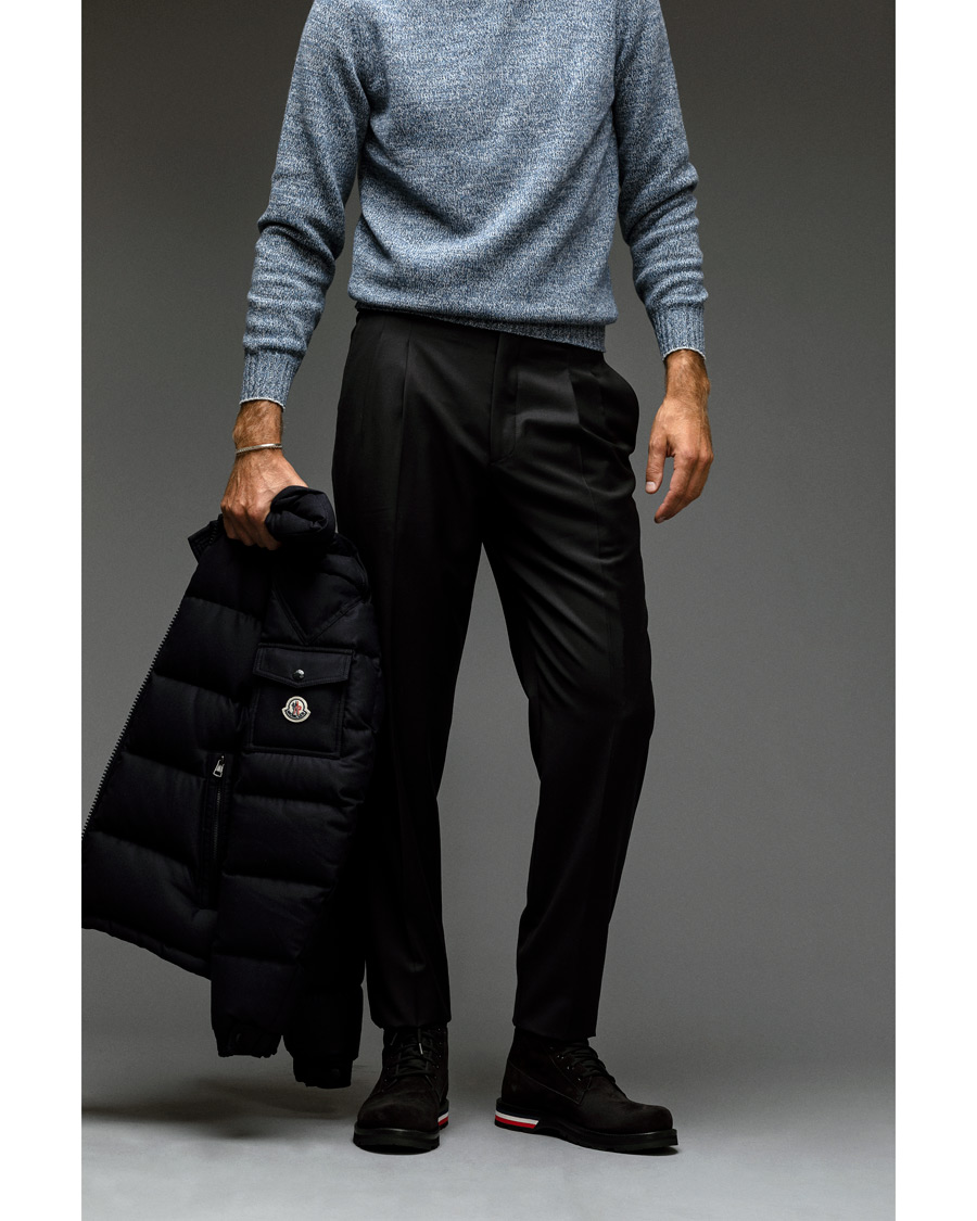Herr | Byxor | Giorgio Armani | Tapered Wool/Cashmere Gabardine Trousers Navy