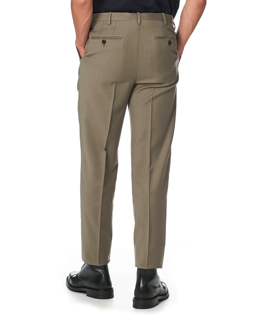 Herr | Byxor | Giorgio Armani | Tapered Wool Flannel Trousers Light Grey
