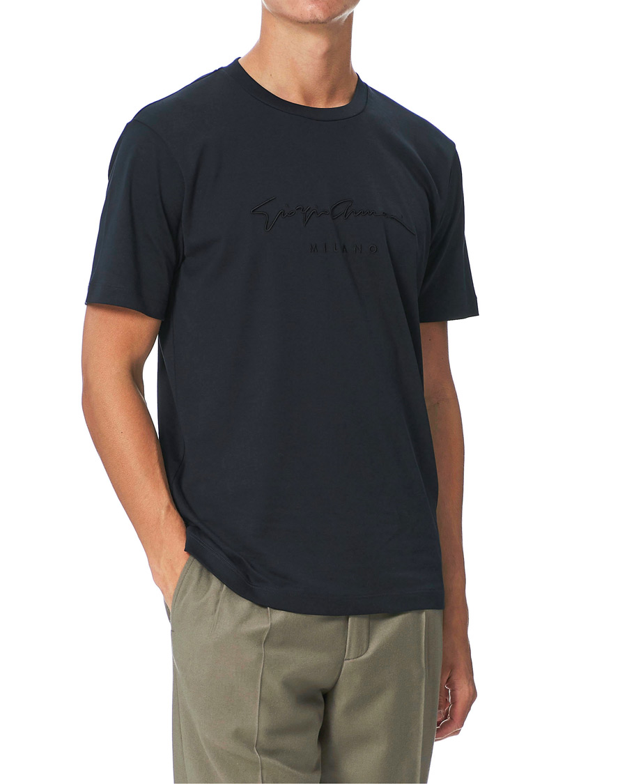 Herr | T-Shirts | Giorgio Armani | Signature Embroidery T-Shirt Navy