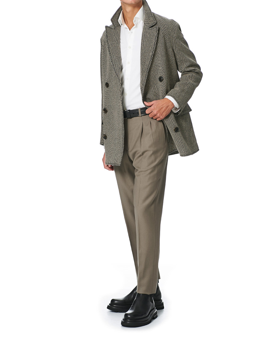 Herr | Jackor | Giorgio Armani | Wool Chevron Peacoat Grey 48