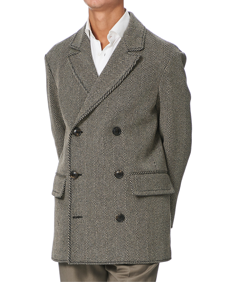 Herr | Jackor | Giorgio Armani | Wool Chevron Peacoat Grey 48