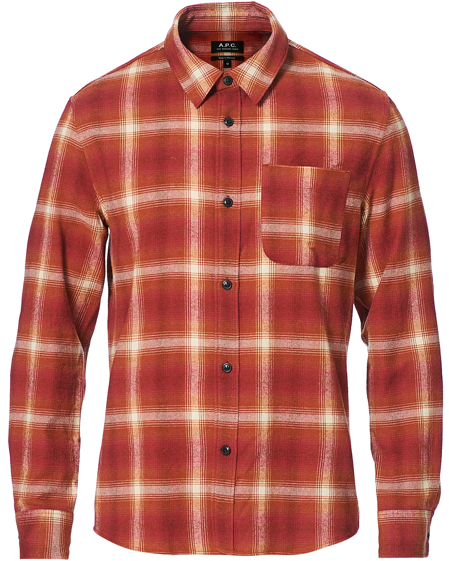 Herr | Skjortor | A.P.C. | Trek Flannel Overshirt Red Check