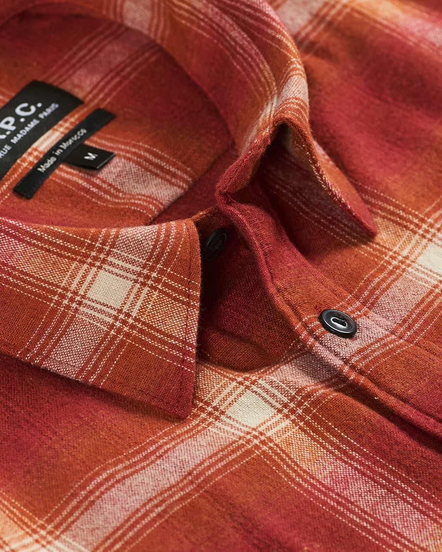 Herr | Skjortor | A.P.C. | Trek Flannel Overshirt Red Check