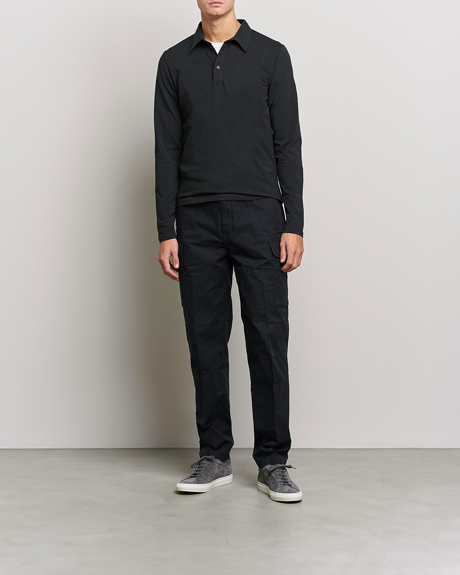 Herr | Tröjor | Bread & Boxers | Long Sleeve Jersey Polo Black