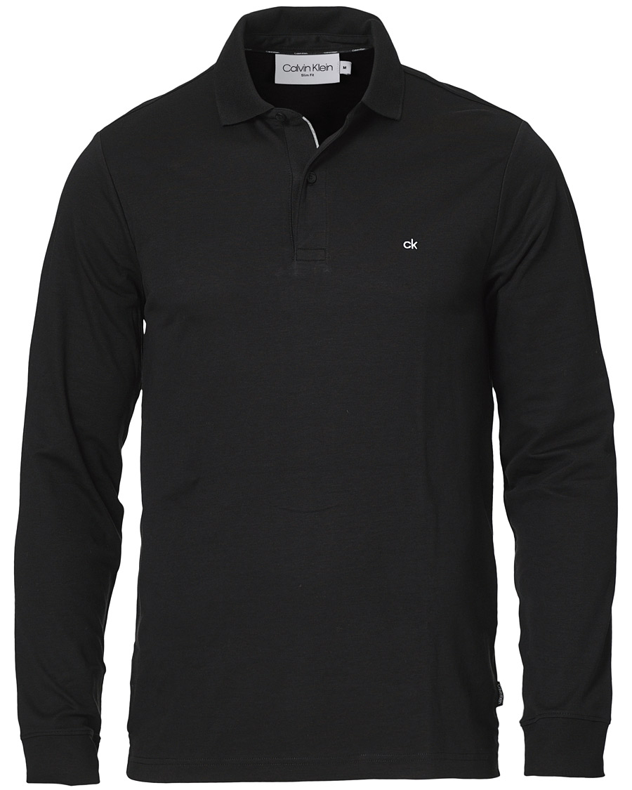 Herr | Tröjor | Calvin Klein | Slim Fit Liquid Touch Long Sleeve Polo Black