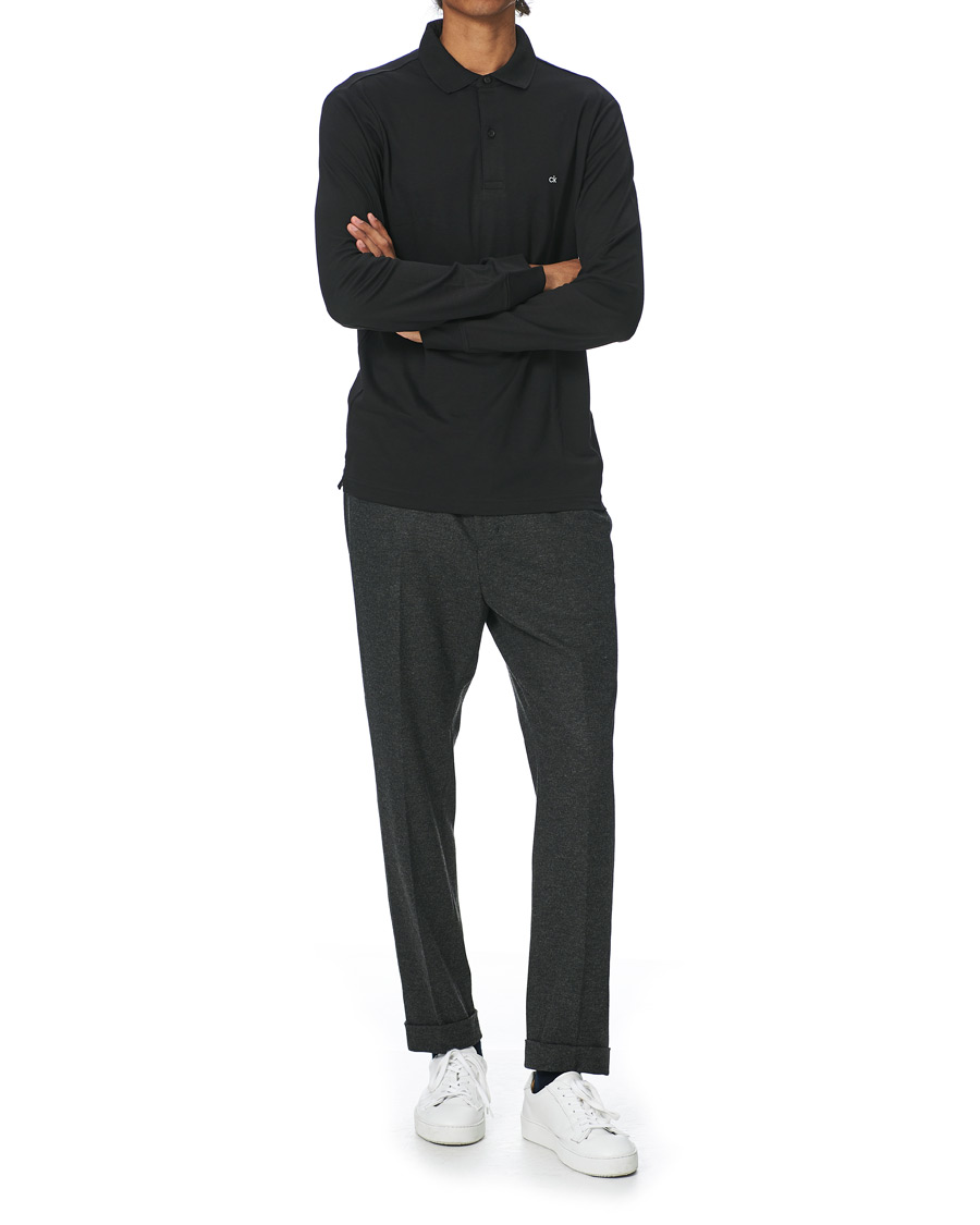 Herr | Tröjor | Calvin Klein | Slim Fit Liquid Touch Long Sleeve Polo Black