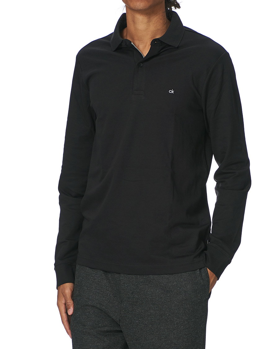 Herr | Tröjor | Calvin Klein | Slim Fit Liquid Touch Long Sleeve Polo Black