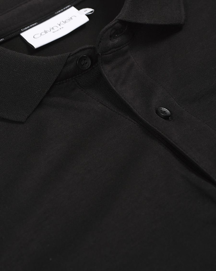Herr | Tröjor | Calvin Klein | Slim Fit Liquid Touch Long Sleeve Polo Black