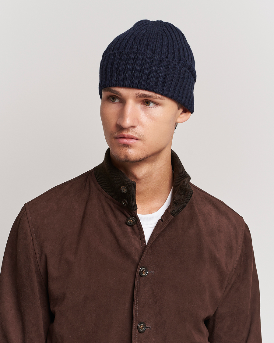 Herr | Gåvor | Piacenza Cashmere | Ribbed Cashmere Beanie Navy