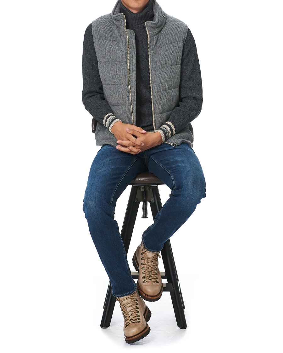 Herr | Jackor | Brunello Cucinelli | English Rib Cashmere Down Gilet Grey Melange