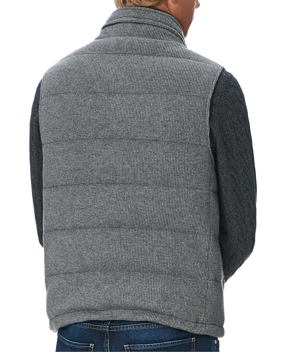 Herr | Jackor | Brunello Cucinelli | English Rib Cashmere Down Gilet Grey Melange