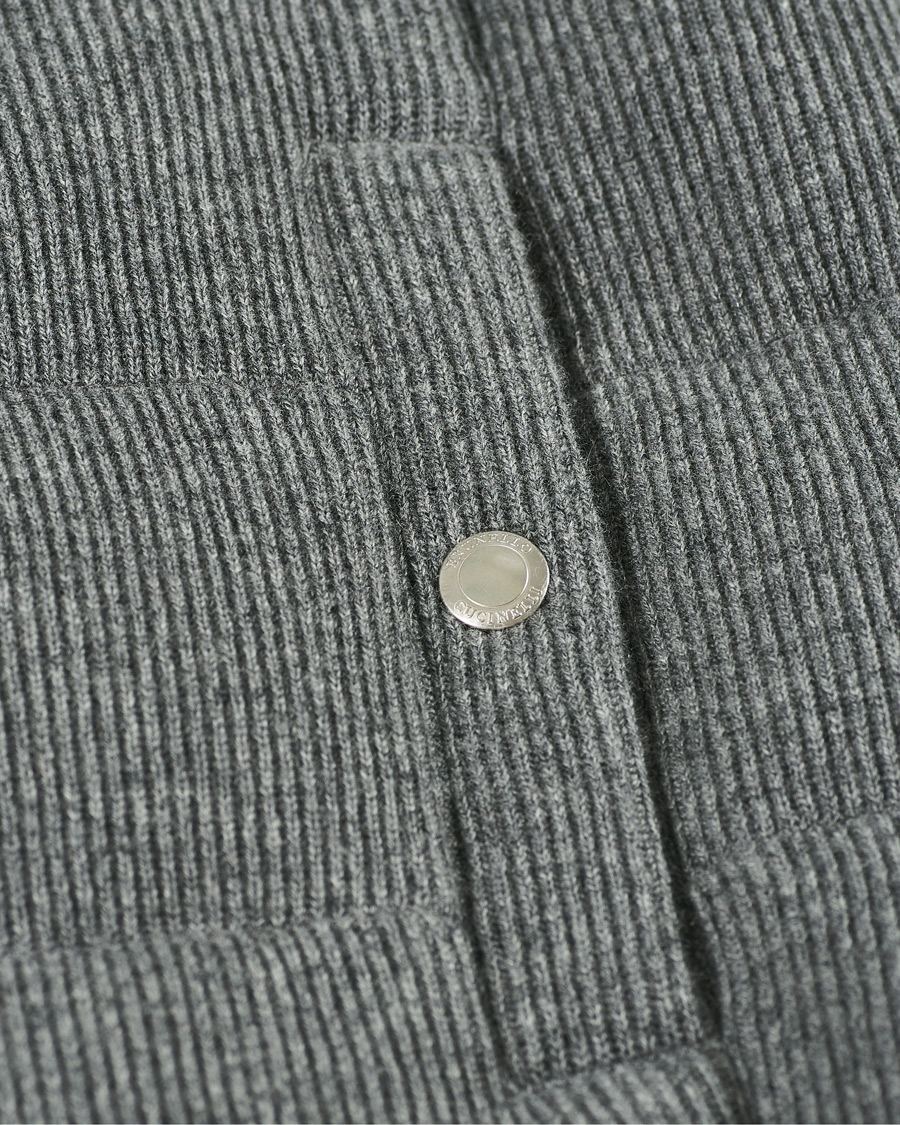 Herr | Jackor | Brunello Cucinelli | English Rib Cashmere Down Gilet Grey Melange