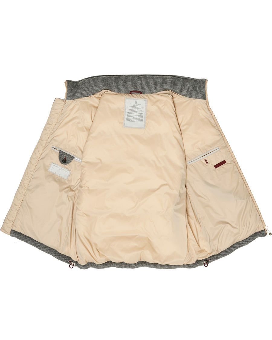 Herr | Jackor | Brunello Cucinelli | English Rib Cashmere Down Gilet Grey Melange