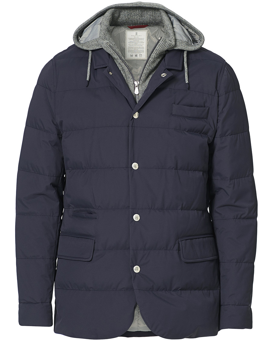 Herr | Jackor | Brunello Cucinelli | Cashmere Lined Hooded Jacket Navy