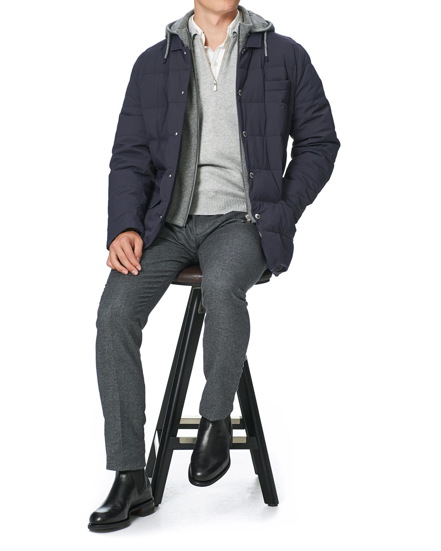 Herr | Jackor | Brunello Cucinelli | Cashmere Lined Hooded Jacket Navy
