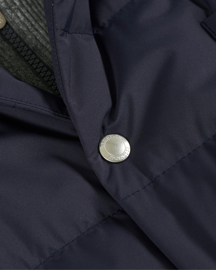 Herr | Jackor | Brunello Cucinelli | Cashmere Lined Hooded Jacket Navy