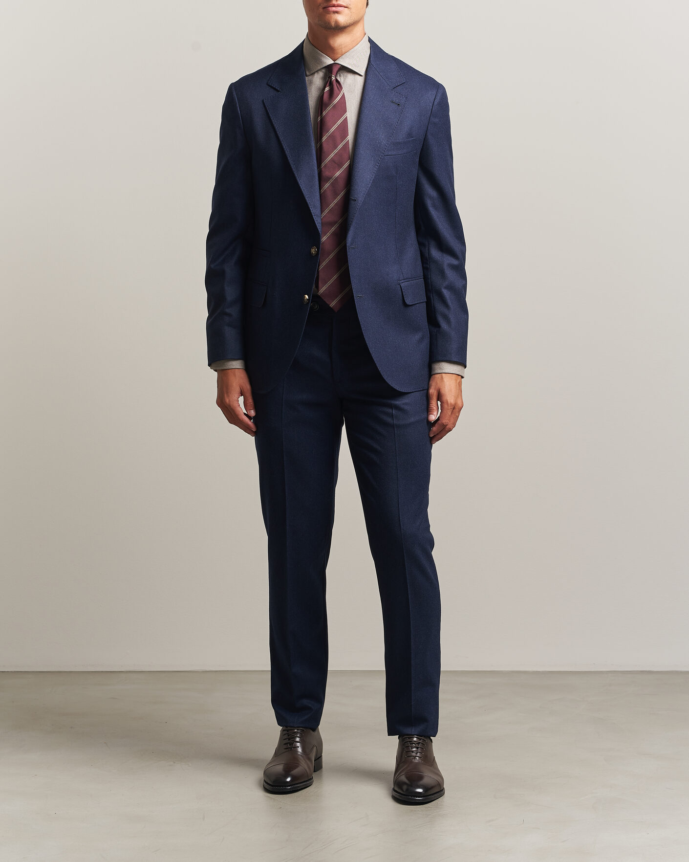 Herr | Byxor | Brunello Cucinelli | Slim Fit Flannel Trousers Navy