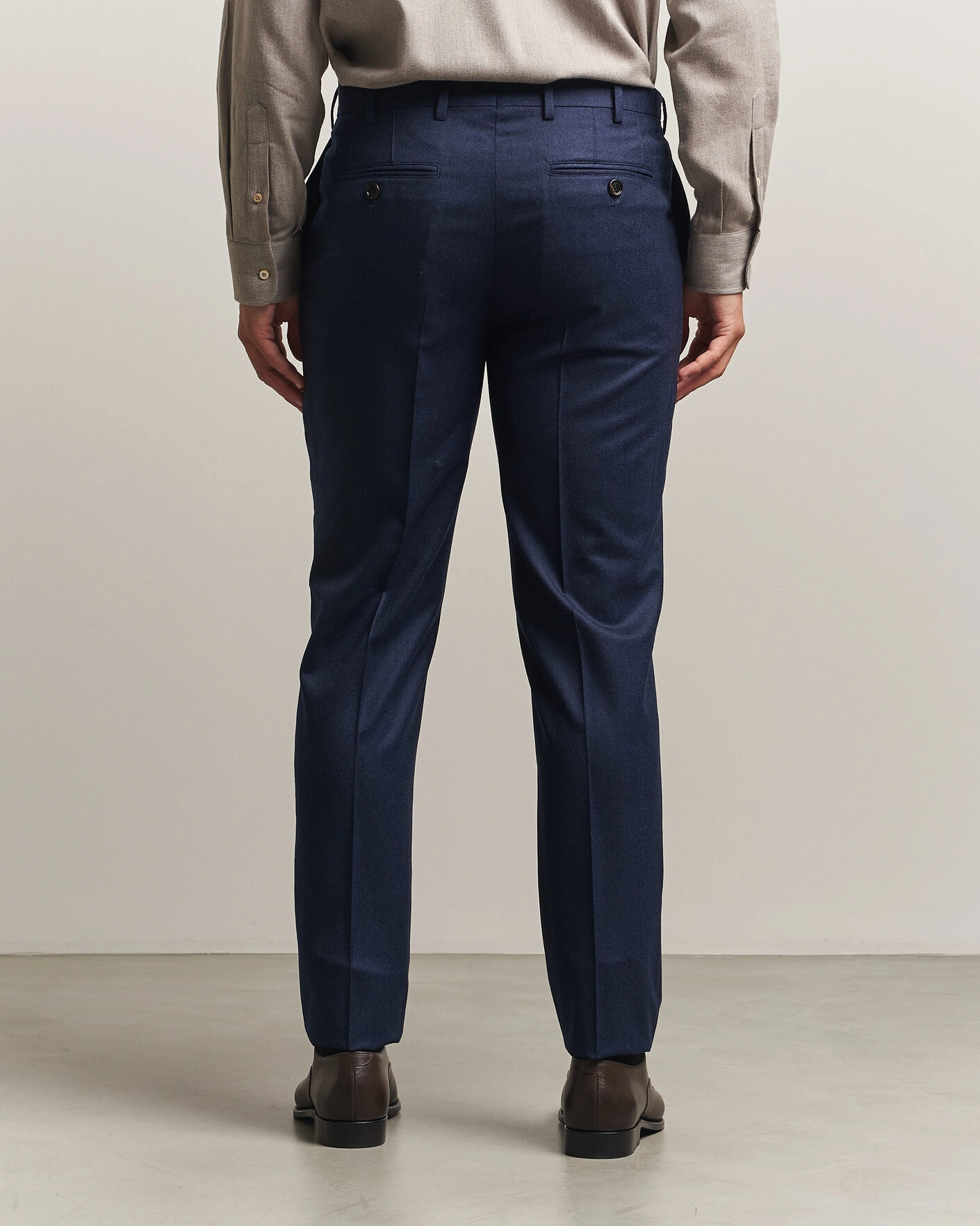 Herr | Byxor | Brunello Cucinelli | Slim Fit Flannel Trousers Navy